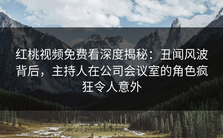 红桃视频免费看深度揭秘：丑闻风波背后，主持人在公司会议室的角色疯狂令人意外