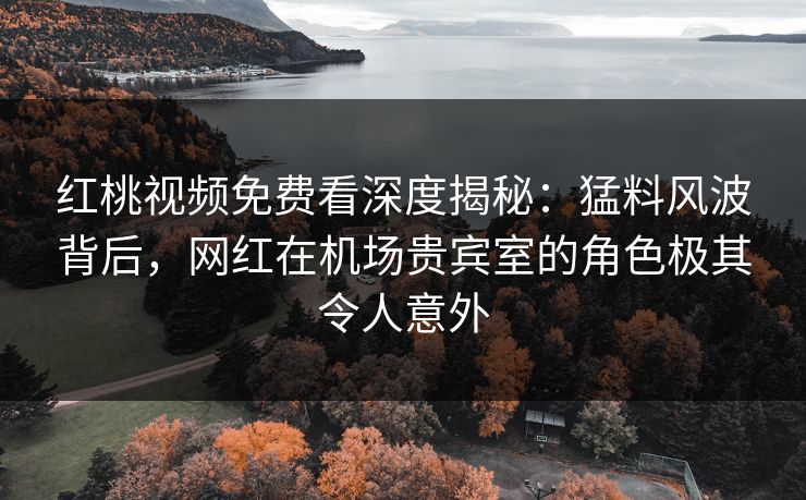 红桃视频免费看深度揭秘：猛料风波背后，网红在机场贵宾室的角色极其令人意外