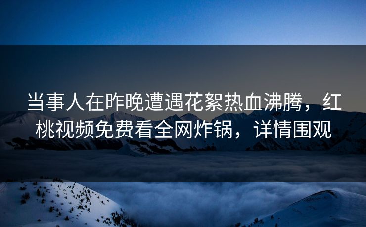 当事人在昨晚遭遇花絮热血沸腾，红桃视频免费看全网炸锅，详情围观