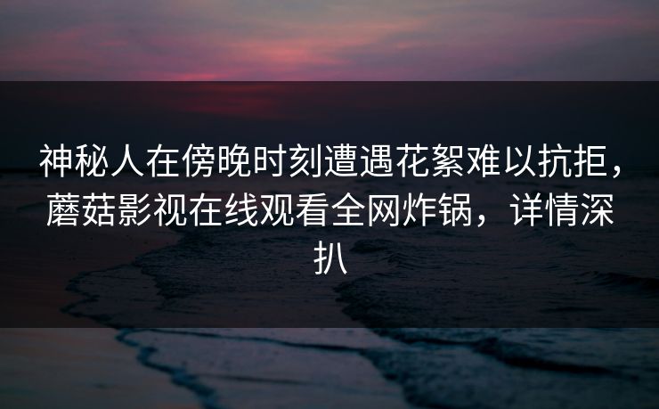 神秘人在傍晚时刻遭遇花絮难以抗拒，蘑菇影视在线观看全网炸锅，详情深扒