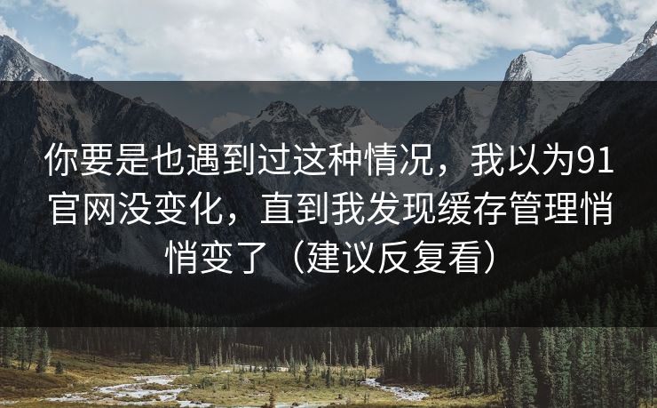 你要是也遇到过这种情况,我以为91官网没变化,直到我发现缓存管理悄悄变了(建议反复看) 你要是也遇到过这种情况,我以为91官网没变化,直到我发现缓存管理悄悄变了(建议反复看)