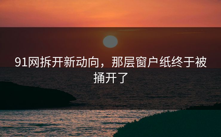91网拆开新动向,那层窗户纸终于被捅开了 91网拆开新动向,那层窗户纸终于被捅开了